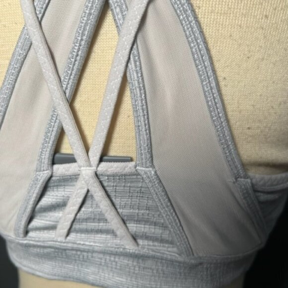 Athleta Womens White And Light Grey Athletic Workout Fitted Sports Bra Size S - Picture 5 of 8